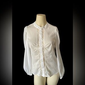 Everly Rose Elegant White Women's Junior Blouse long sleeve